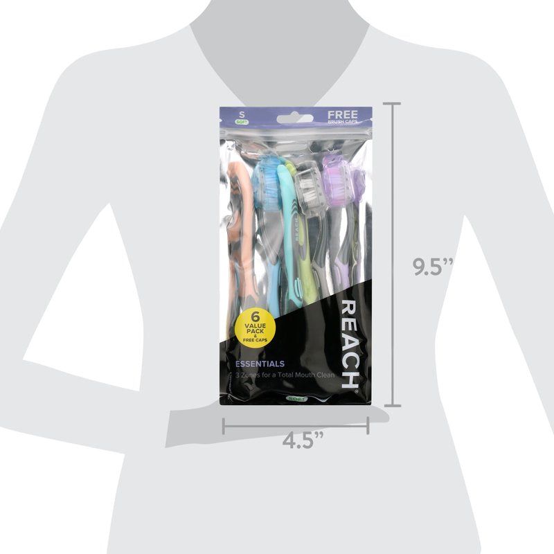 Multi-Pack Soft Toothbrushes with Tongue Scraper and Contoured Handle