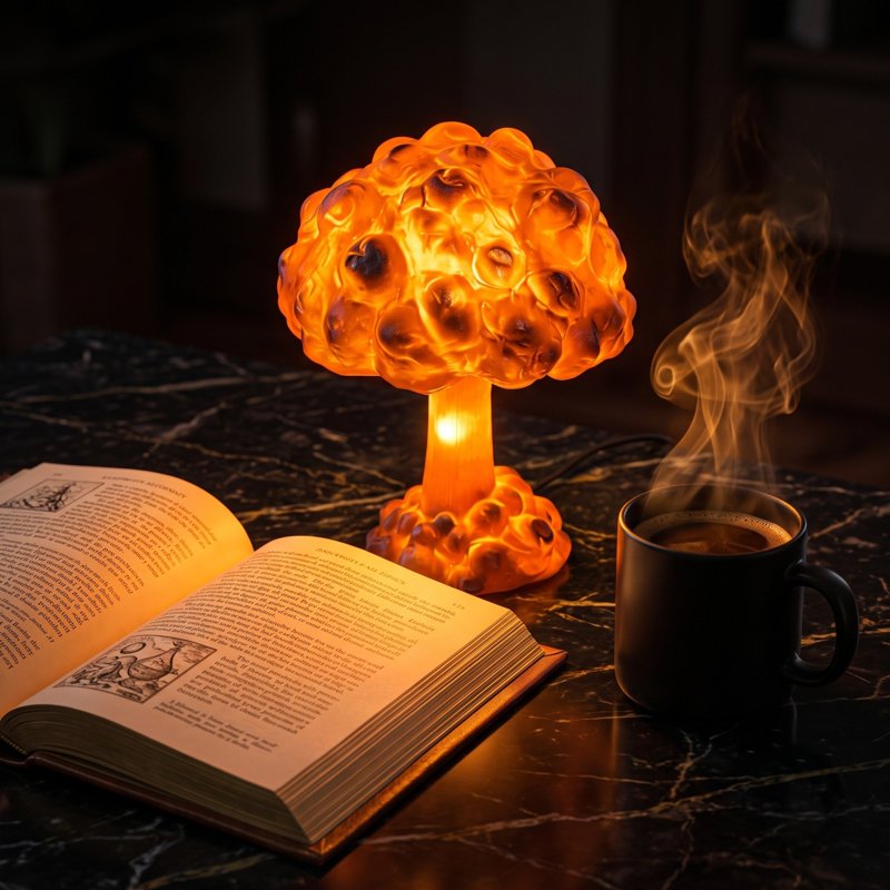 3D Mushroom Cloud Table Lamp - Decorative Resin Night Light for Bedroom & Home