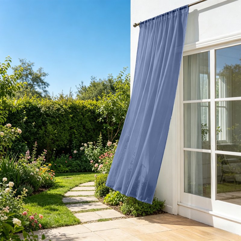 Outdoor Sheer Curtain Waterproof UV Resistant Light Filtering Drapes - Navy, Green, Pink, White