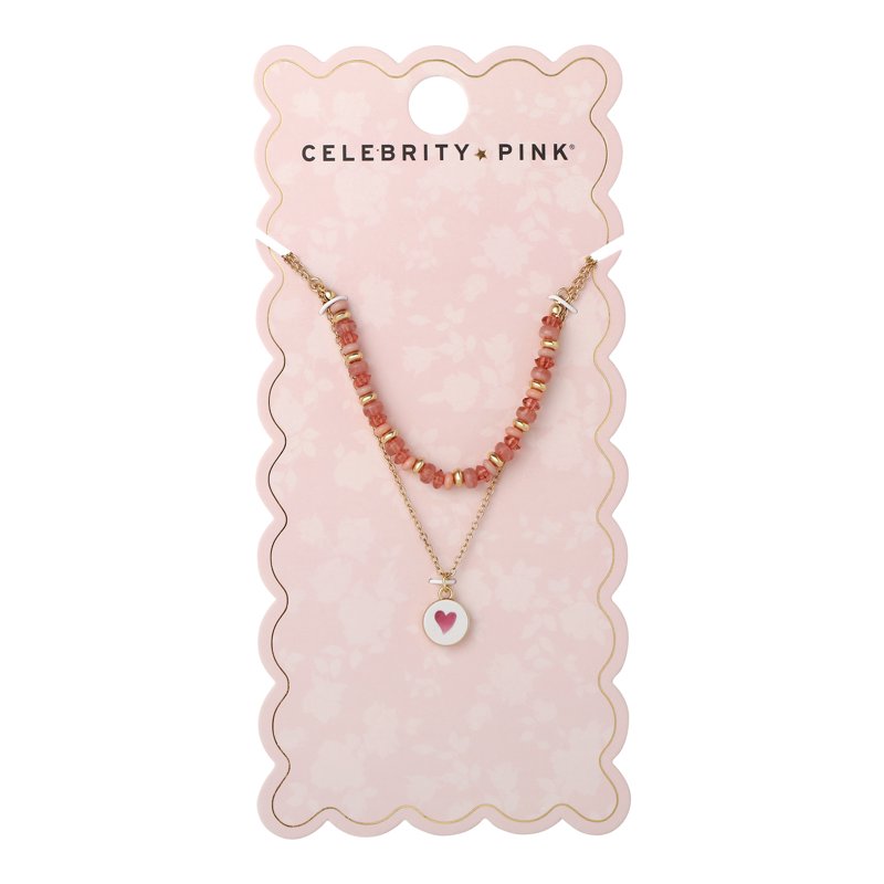 Women's Layered Beaded Heart Necklace with Adjustable Chain - Fashion Jewelry