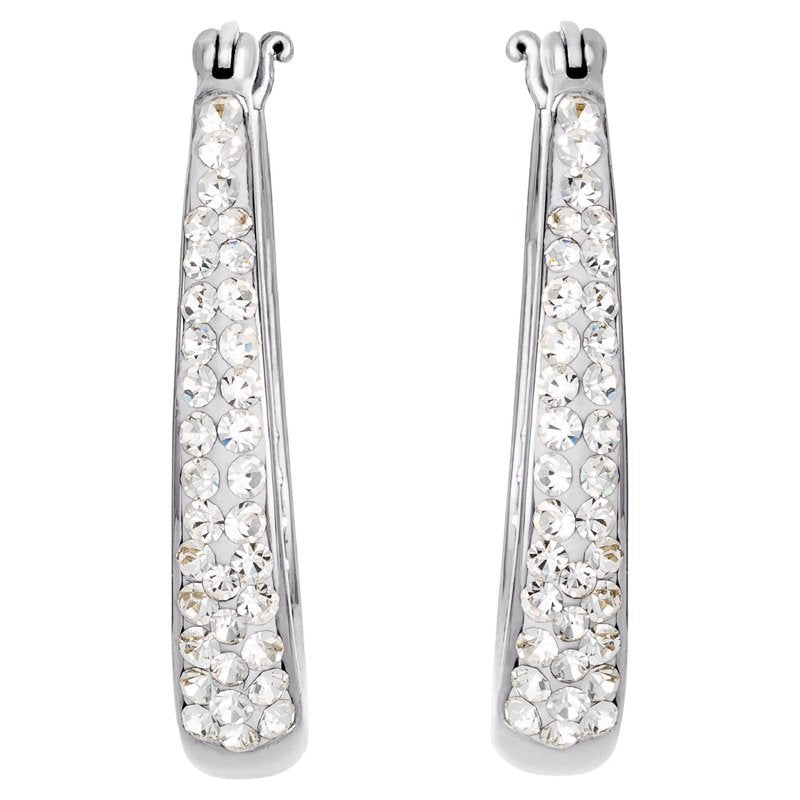 Sterling Silver Crystal Hoop Earrings for Women - Hypoallergenic Jewelry