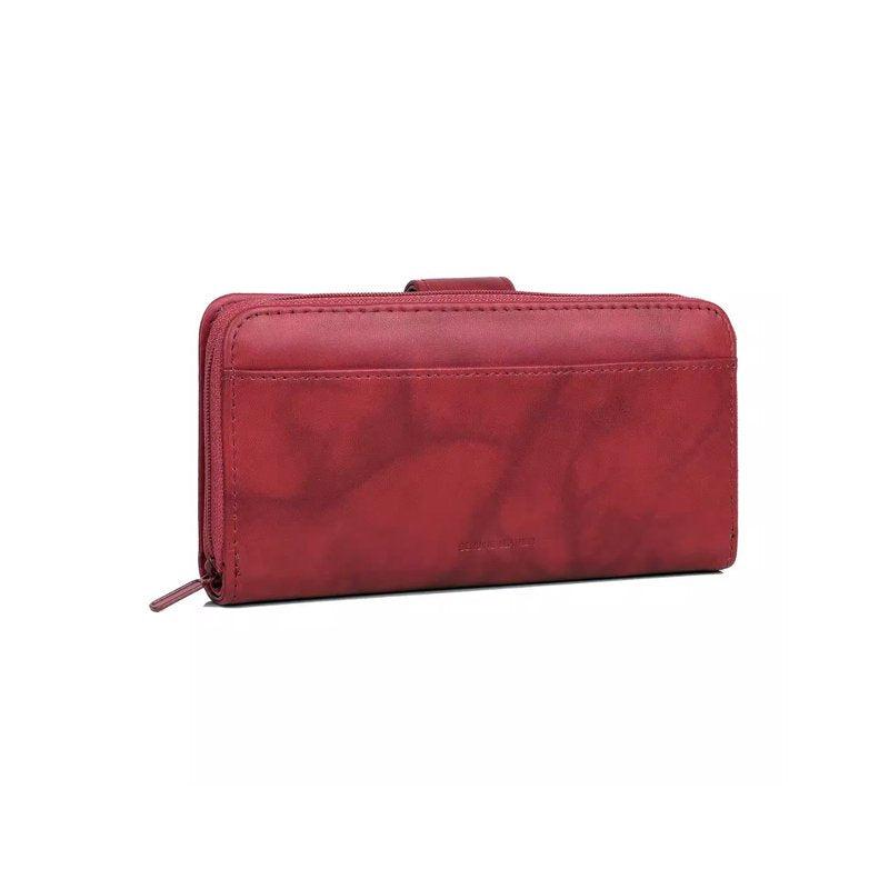Checkbook Wallet for Women Leather Zip Around Card Holder with ID Window