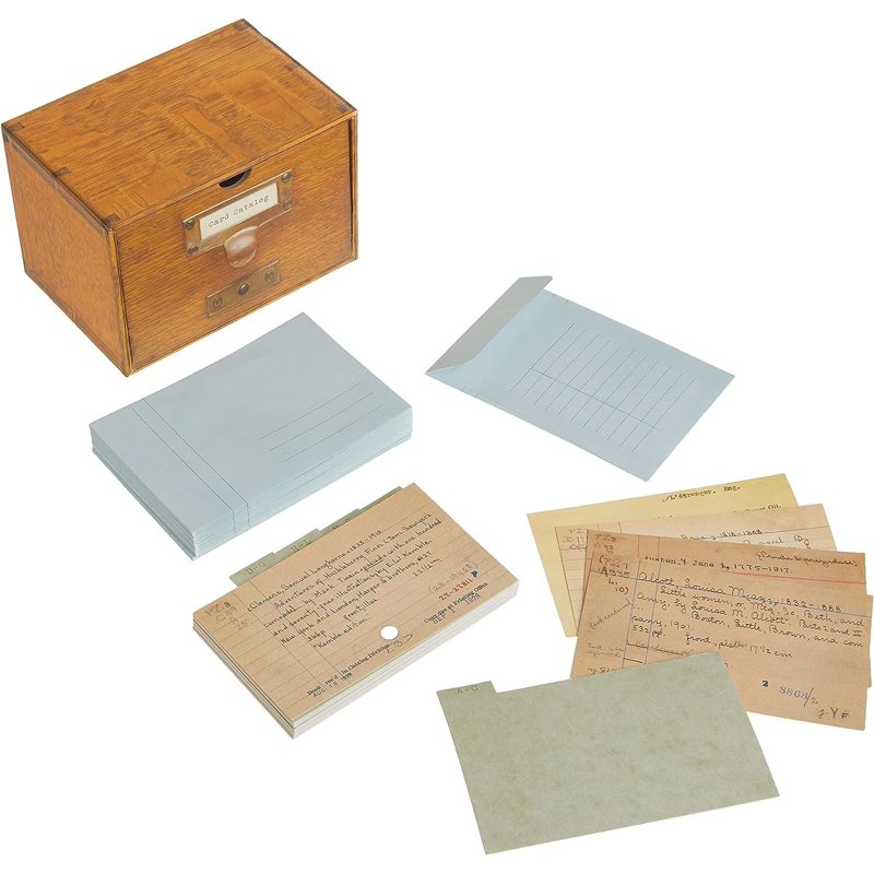 Card Catalog with 30 Notecards from the Library of Congress - Educational Stationery Set