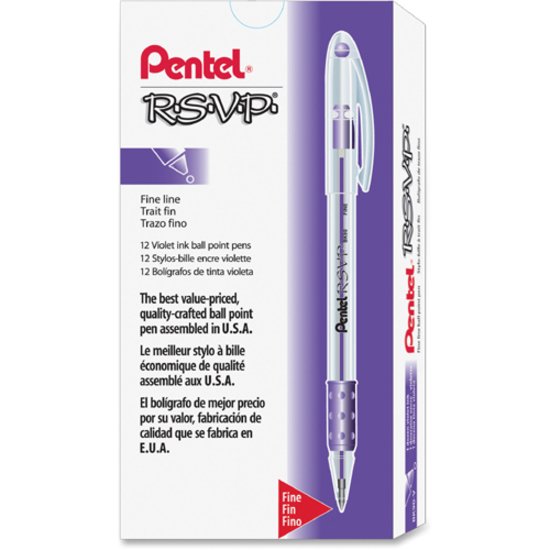 Ballpoint Pen Set - 0.7mm Translucent Barrel, Violet Ink, Pack of 1 or 2