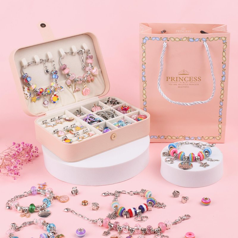 DIY Charm Bracelet Making Kit for Girls - 134 Pieces Jewelry Craft Set