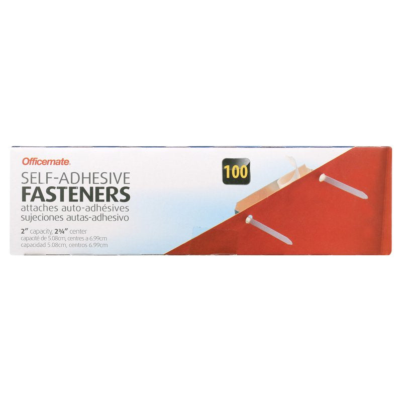 Self-Adhesive Prong Fasteners for Documents, 2 Inch Capacity, 100/Box
