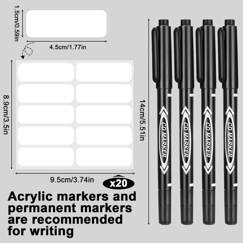 Waterproof Fabric Clothing Labels with Markers - No Iron, Washable, 200 Pack