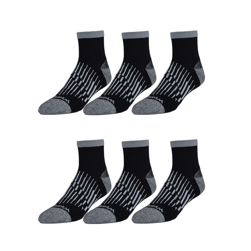 Wrangler Peak Light Compression Ankle Socks for Men - Black, 6 Pairs, Size 6-12