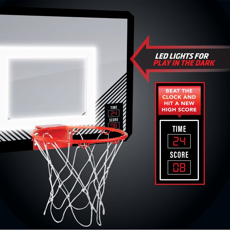 18 Inch LED Light-Up Basketball Hoop with Mini Ball - Indoor & Outdoor Play