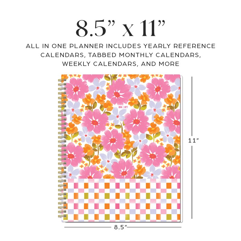 Big Monthly Weekly Planner 8.5x11 Sunshine Blooms 15-Month April 2026-June 2027