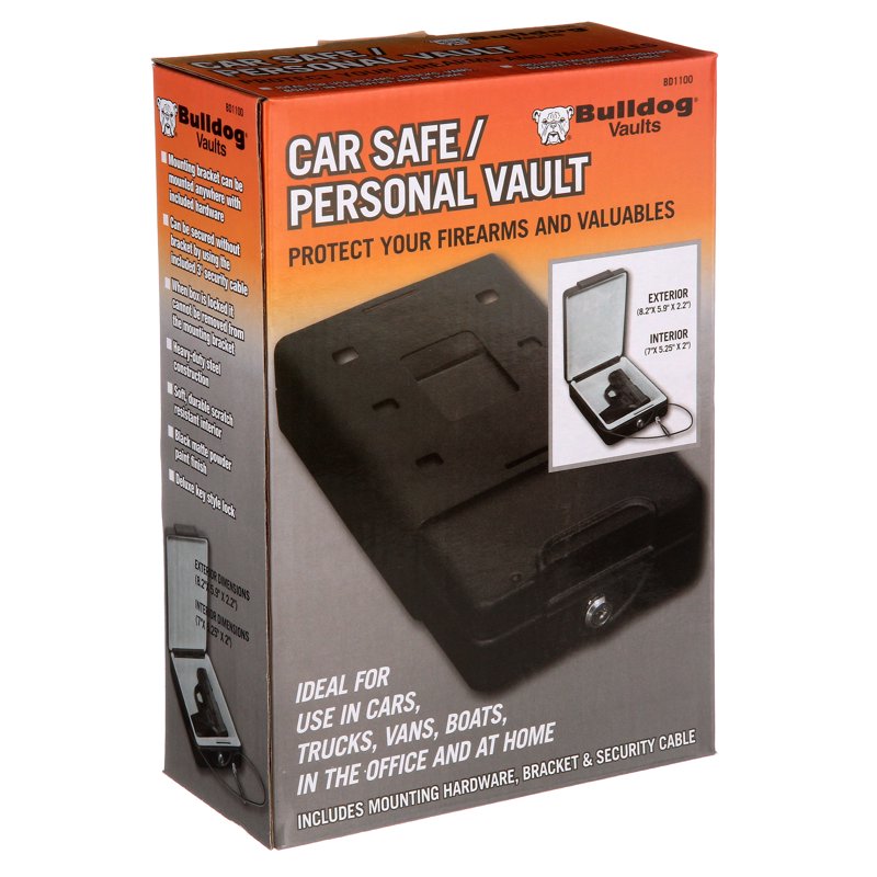Car & Personal Safe with Key Lock, Mounting Bracket & Cable - Heavy Duty Steel