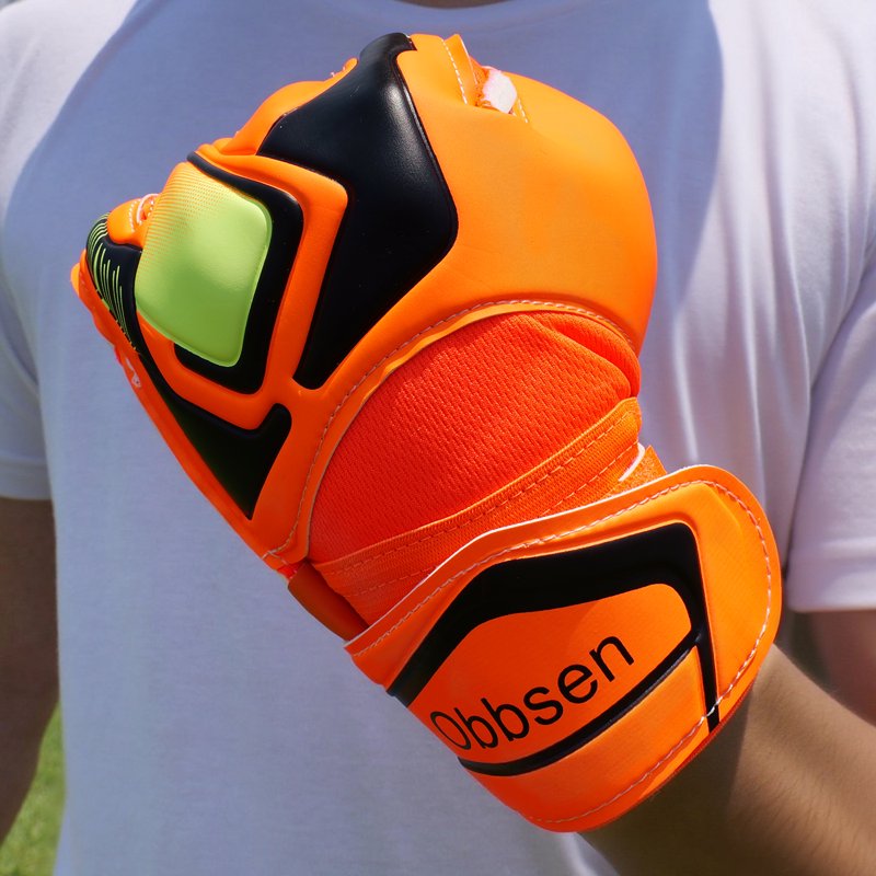 Obbsen Youth & Adults Goalie Gloves with Finger Protection - Neon Orange Flare (Size 6) Soccer Goalkeeper Gloves