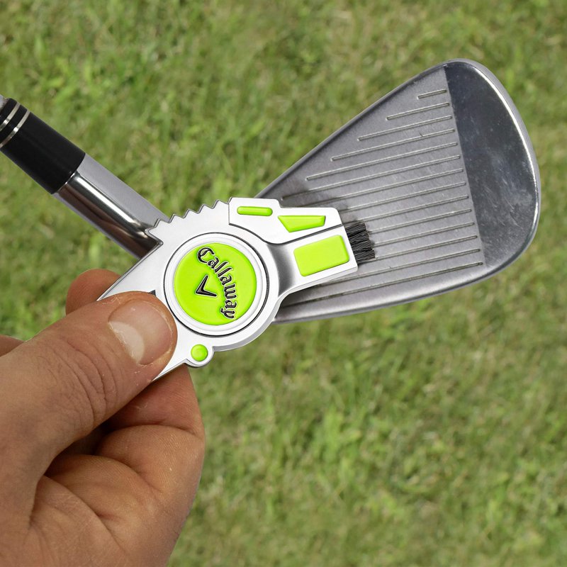 Golf Divot Repair Tool 4-in-1 with Ball Marker and Groove Cleaner - Lime