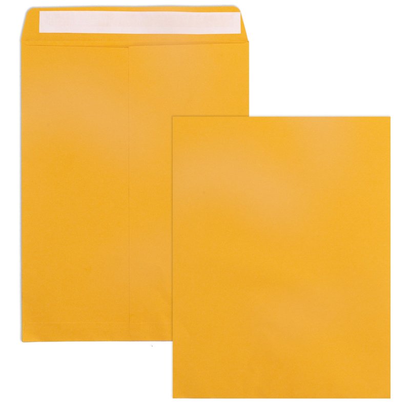 10x13 Kraft Envelopes Self Seal 100 Pack - Yellow Brown Large Mailing & Organization Envelopes