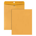 Large Kraft Mailing Envelopes with Moist Seal and Clasp Closure - 28lb, 100 Pack