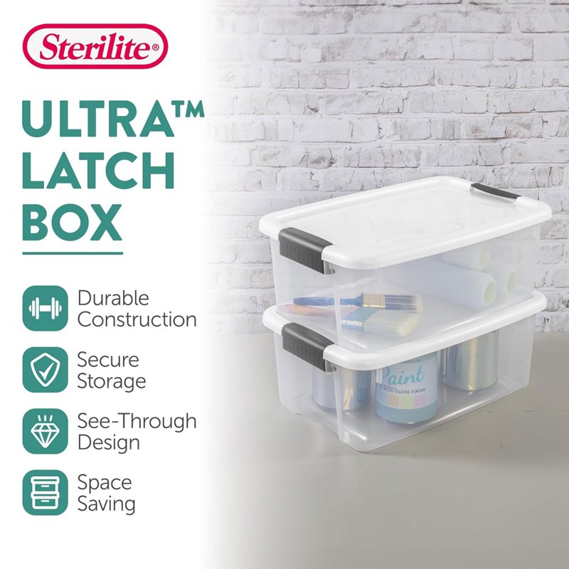 Stacking Storage Container with Lid - Clear Plastic Home Organization Bins