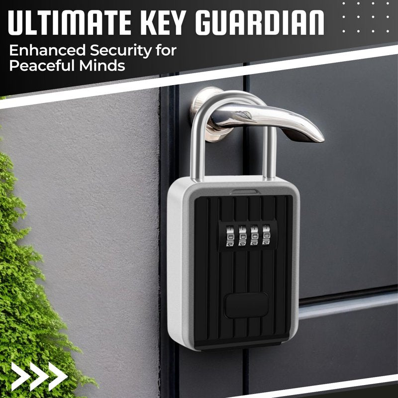 Portable 4-Digit Key Lock Box - Weather-Resistant Outdoor Security Safe
