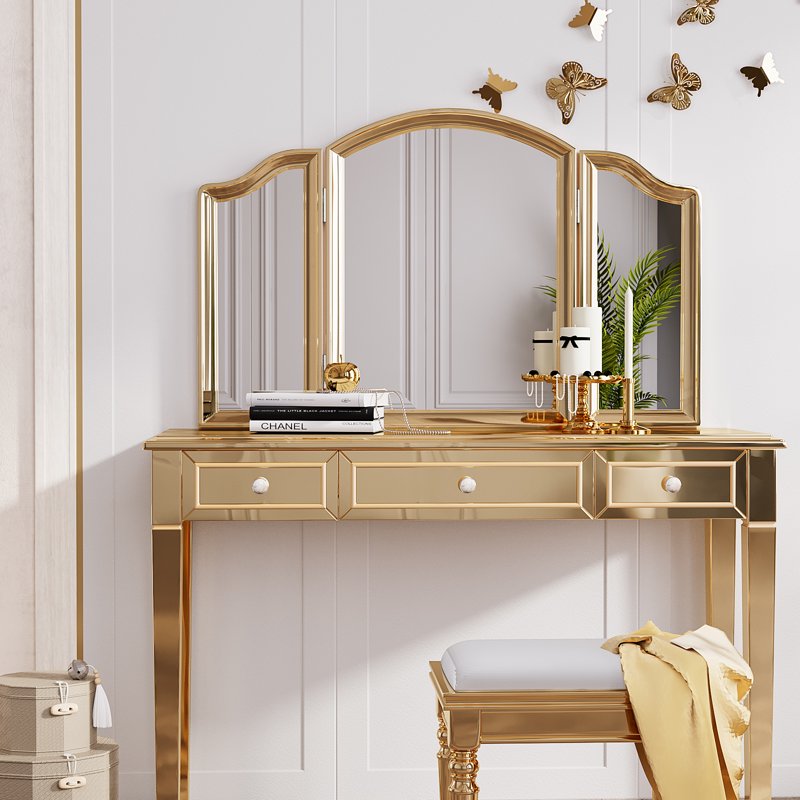 Metallic Gold Mirror Vinyl Wrap Roll - Peel & Stick Wall & Furniture Decor