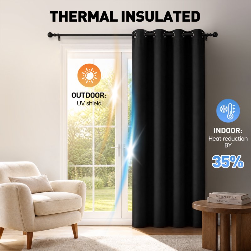Blackout Curtains Set of 2 - Thermal Insulated Room Darkening Drapes for Bedroom & Living Room
