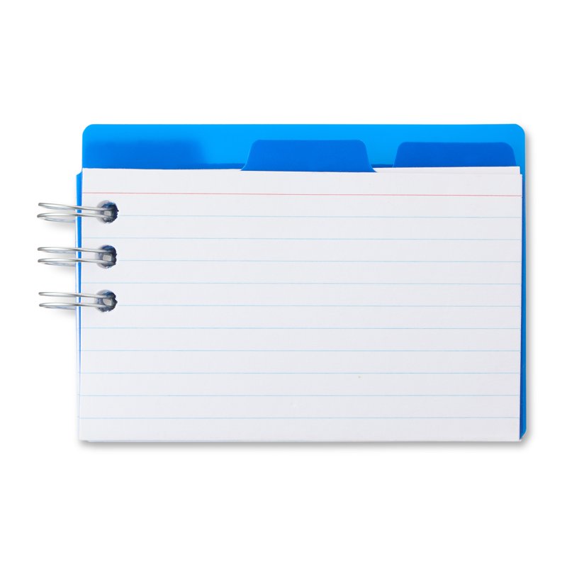 Ringed Poly Cover Ruled Index Cards - Blue, 3x5 Inches, 60 Count, 10 Pack
