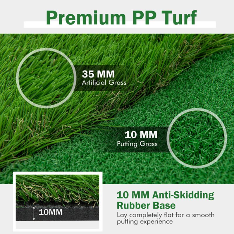 Golf Putting Green with Realistic Artificial Grass – 10x3.3 ft Indoor/Outdoor Training Mat