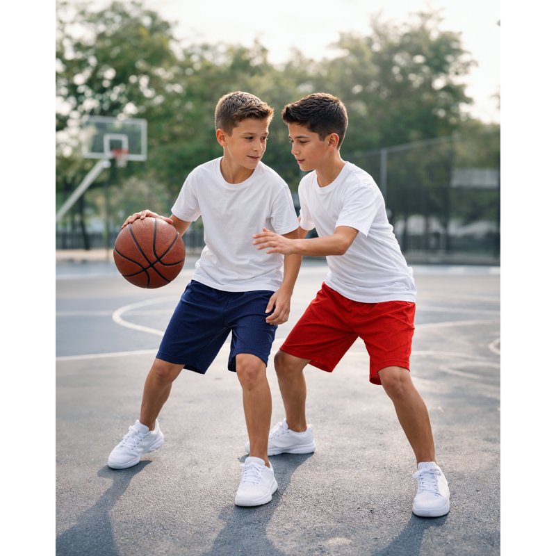 Boys Mesh Basketball Shorts 5-Pack Performance Athletic Shorts with Pockets