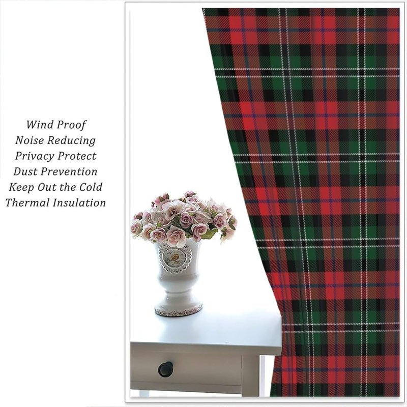 Holiday Christmas Window Curtains Set - Repeating Pattern Insulated Drapes for Living Room & Bedroom