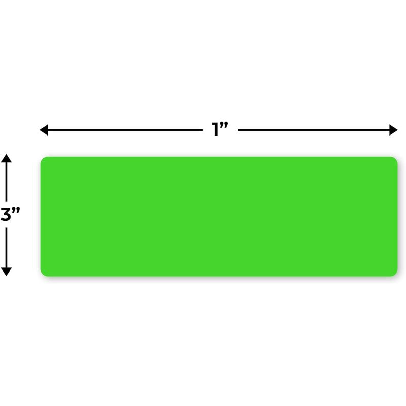250pcs Fluorescent Green Rectangle Sticker Labels - 1x3 Inch for Inventory & Organization