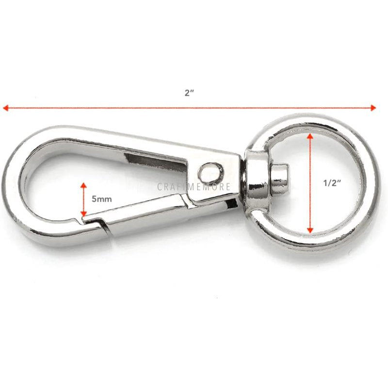 Swivel Lobster Clasps Push Gate Snap Hooks Bag Clips 10-Pack - Silver