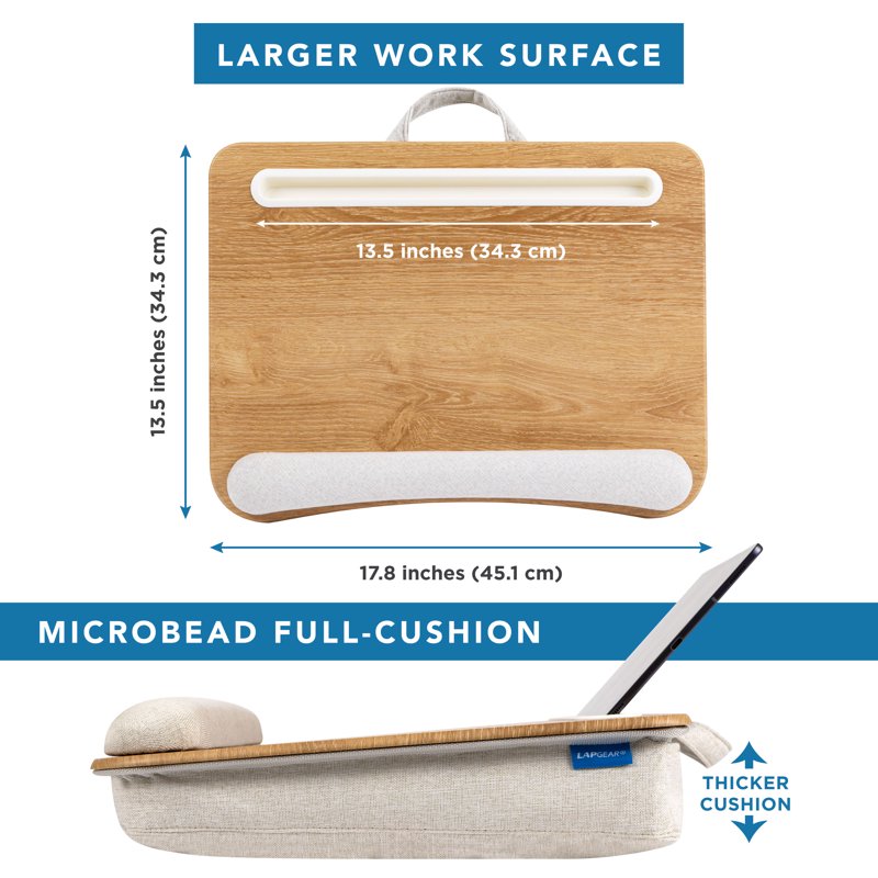 LapGear Portable Lap Desk with Cushion - Fits 15.6-Inch Laptop, White Oak Woodgrain (Variation: White Oak Woodgrain)
