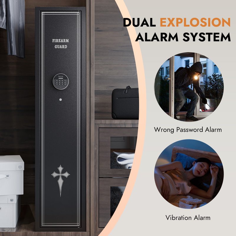 2-3 Gun Safe Cabinet with Digital Lock and Removable Shelf - Cold Rolled Steel Rifle Storage