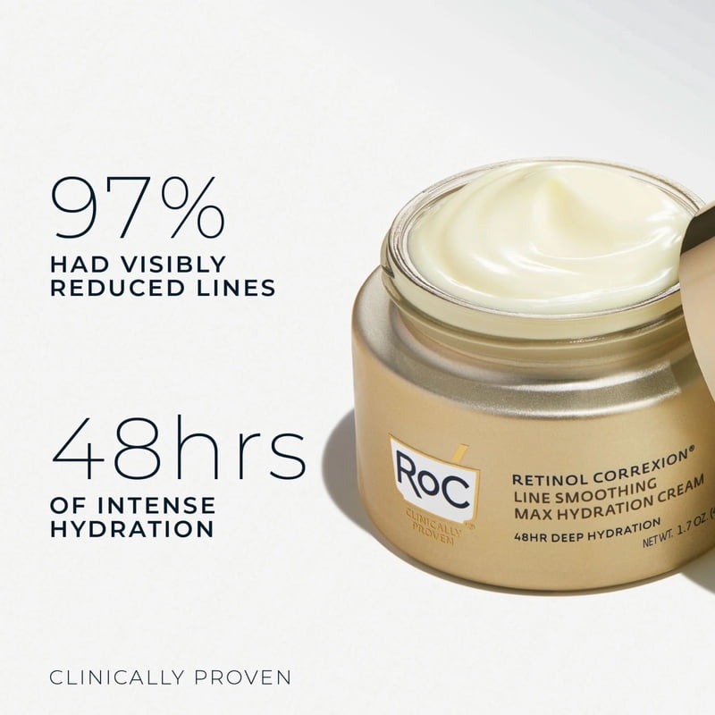 Retinol and Hyaluronic Acid Face & Neck Moisturizer - 48-Hour Hydration, Anti-Aging Cream 1.7 oz
