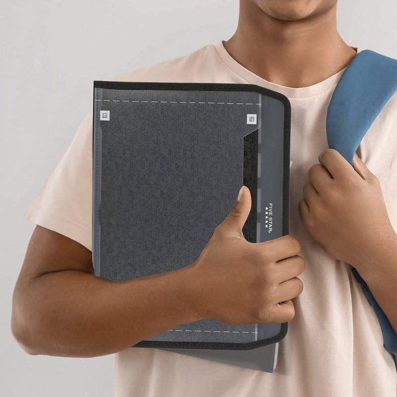 Customizable 7-Pocket Expanding File Folder - Black, Letter Size, Durable Zipper Closure