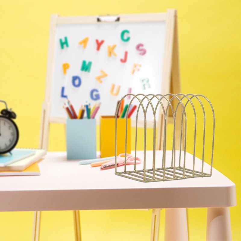 7-Slot Desk File Organizer Magazine Holder Metal Rack for Office Home Decor
