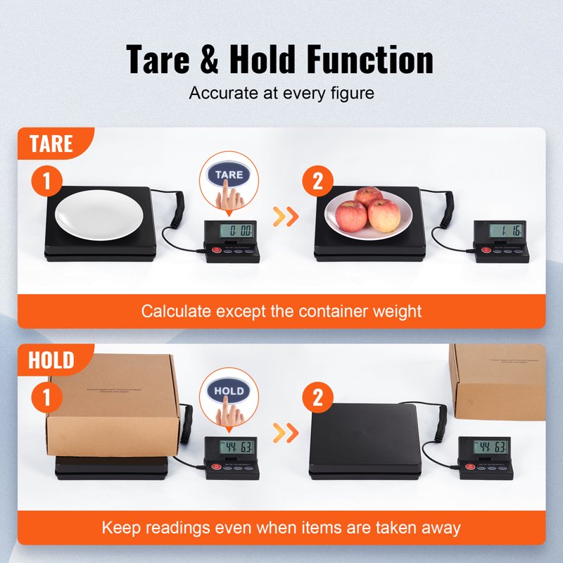 Digital Shipping Scale 110 lbs with Tare Hold Adjustable LCD Parcel Weigher