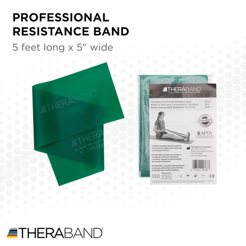 Resistance Bands Level 4 Heavy Green 5ft Workout & Rehab Bands - 15 Pack