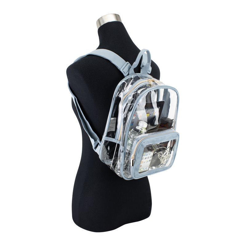 Clear Fashion Dome Backpack with Denim Trim - Unisex Stylish School Bag