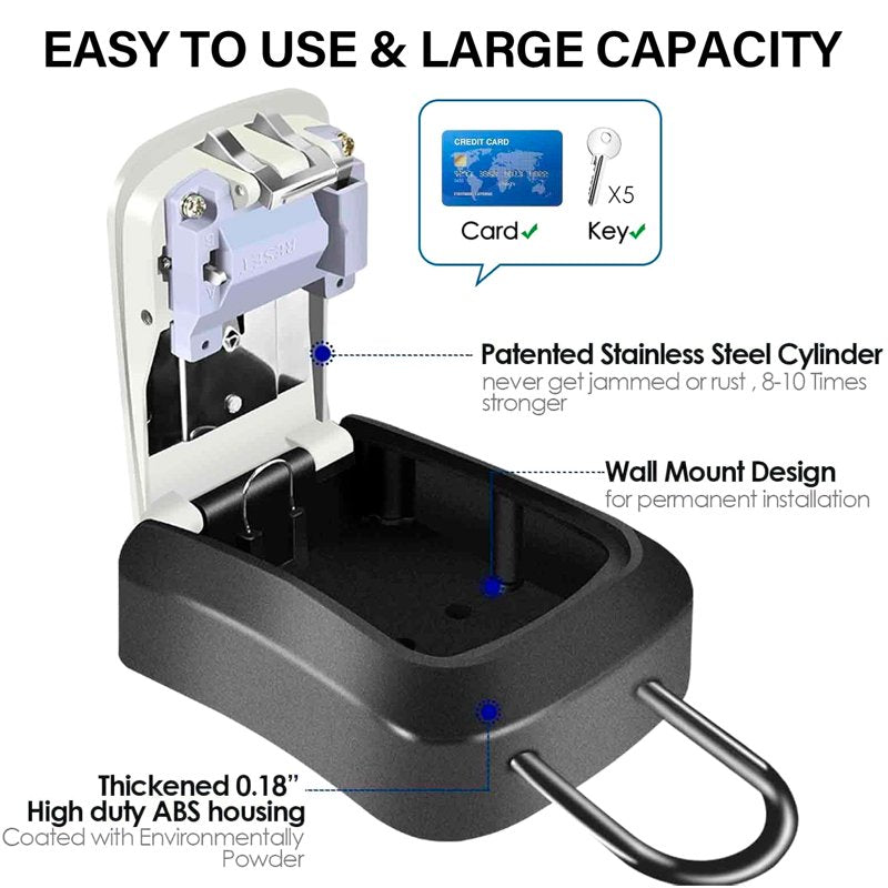 Outdoor Wall Mount & Portable Key Lock Box Safe for House Keys