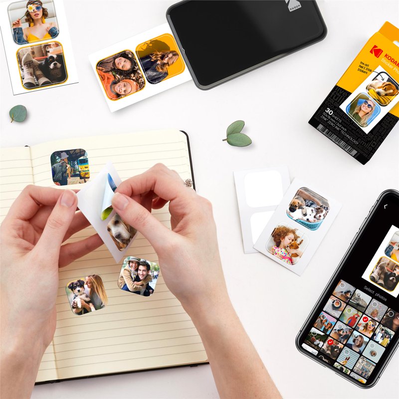 Premium Zink Acid-Free Glossy Photo Paper with Pre-Cut Stickers, 2x3 Inches, 30 Sheets