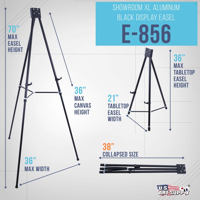 Heavy Duty Adjustable Aluminum Display Easel - Supports 45 lb for Art Signs & Posters