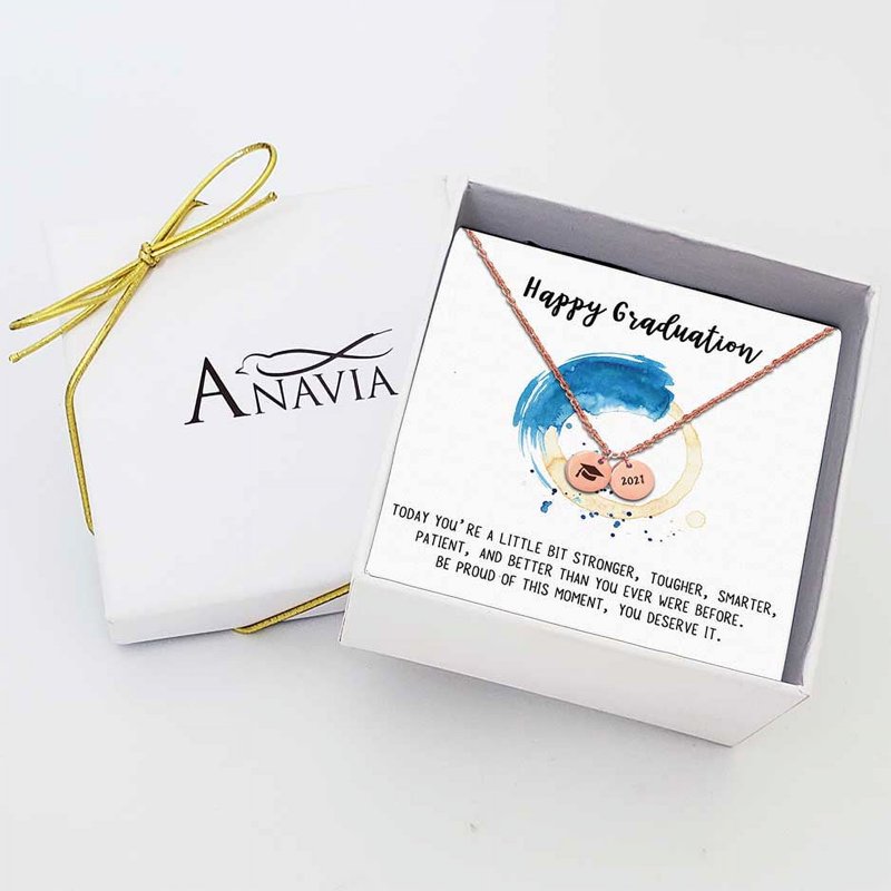 Graduation Necklace with Engraved Discs - Stainless Steel Gift for Graduate