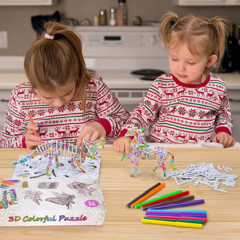 3D Art & Craft Puzzle Kit for Kids Girls Boys - Painting & Coloring Set
