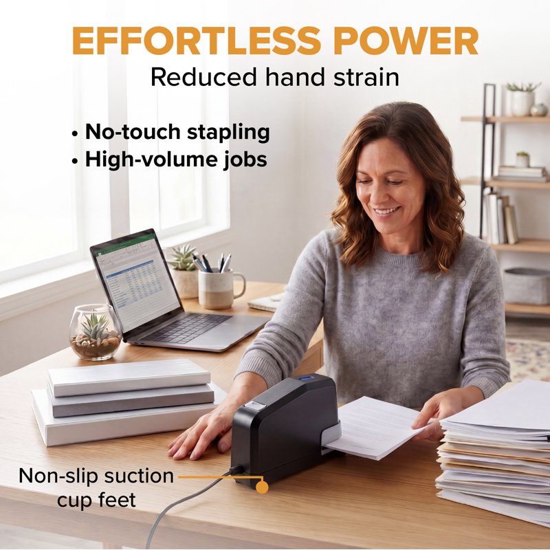 Heavy-Duty Electric Stapler with 45-Sheet Capacity - Includes 5,000 Staples & Remover