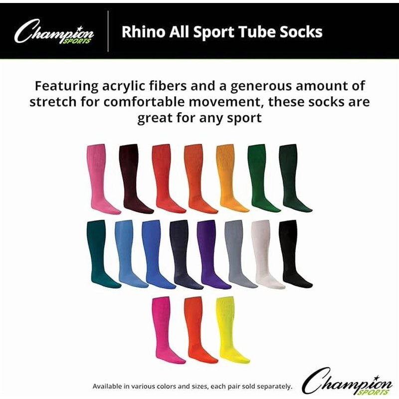 Champion Rhino All Sport Tube Socks - Cushioned, Stay-In-Place Fit - Small (6.5-8.5) - Pink