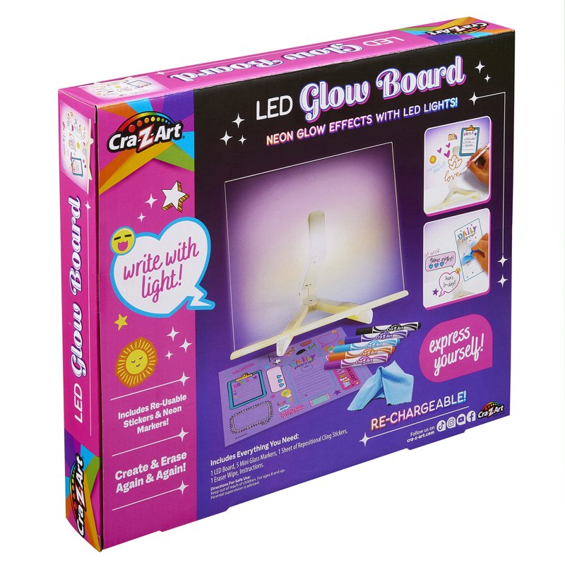 LED Neon Glow Note Board for Kids - Light-Up Dry Erase Board with Markers