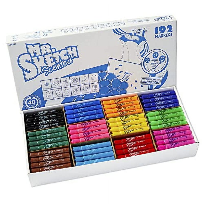 Scented Markers Set - 12 Colors, 192 Count with Vivid Ink & Aromatic Scents