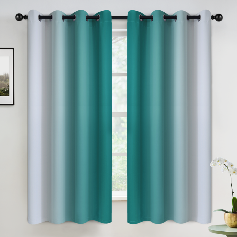 Grommet Blackout Ombre Curtains - Room Darkening Window Drapes 52x63 Inches