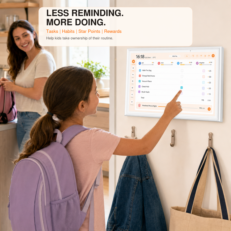 15.6-Inch Touchscreen Family Digital Calendar with Chore & Meal Planner