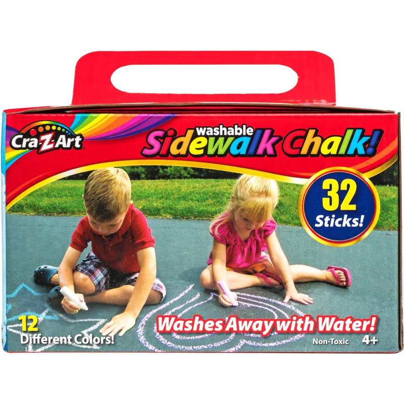 Multicolor Washable Sidewalk Chalk Set for Outdoor Creativity - 32 Pieces