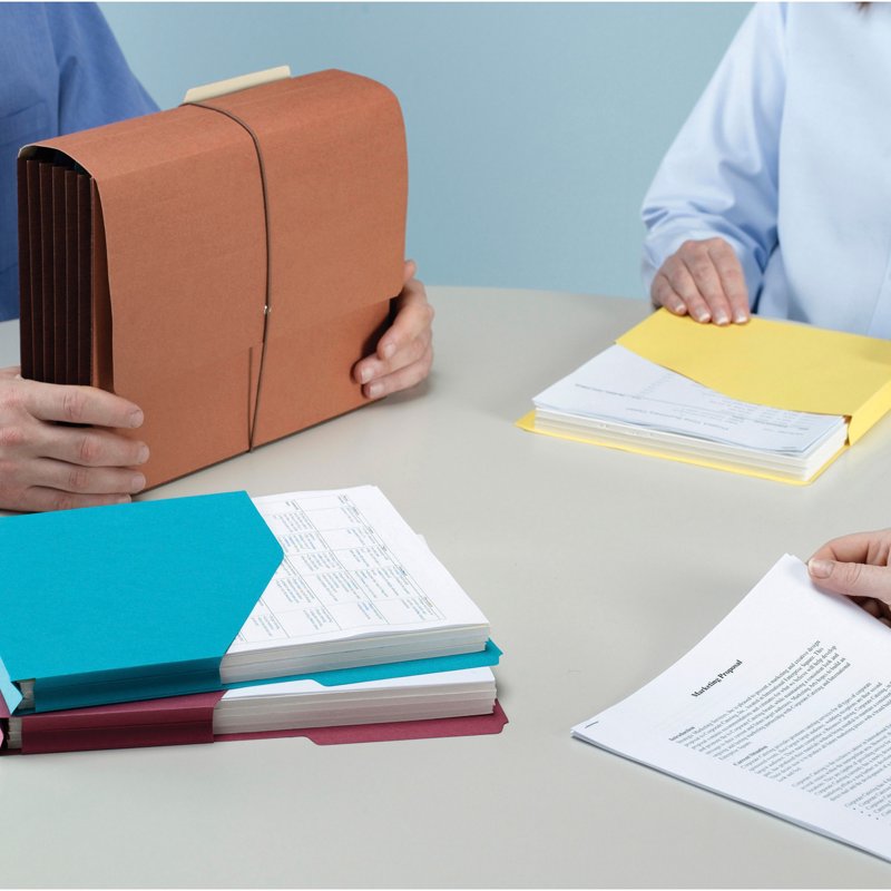Expanding File Jacket with 2/5-Cut Tabs, 1 Inch Capacity - Assorted Colors